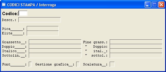 maschera codici stampa
